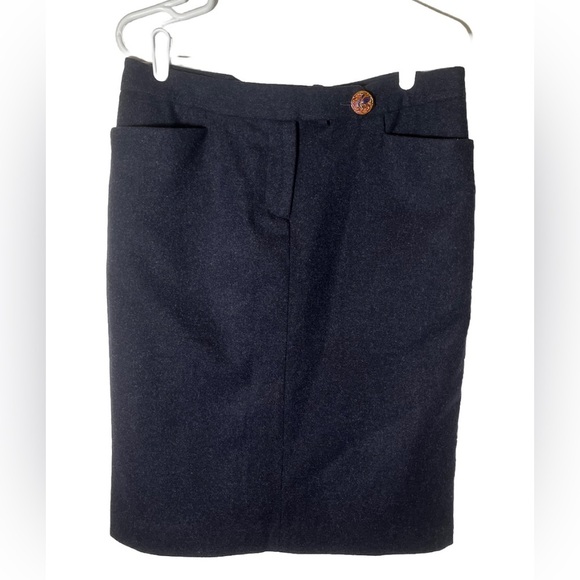 Erica Tanov 100% Wool Dark Blue Long Pencil Skirt Size 2 - Picture 2 of 6